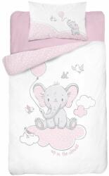 Detexpol Kétoldalas elefánt pamut ágynemű - fehér rózsaszín