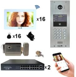 Philips Kit Interfon Video 16 familii wireless WiFi IP65 1.3MP 7 " Color 4in1 POE Tag Mentor SYKT038 (MMDSYKT038-162476)