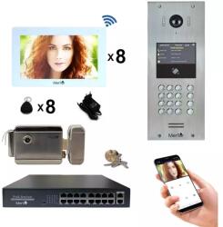 Philips Kit Interfon Video 8 familii wireless WiFi IP65 1.3MP 7 inch Color 4in1 POE Tag Mentor SYKT036 (MMDSYKT036-162459)