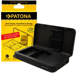 Patona kettős töltő Nikon EN-EL15 D500 D750 D780 D800 Z5 Z6 Z6 II Z7 készülékhez power bank funkcióval és memóriakártya tárolással (PT-1719)