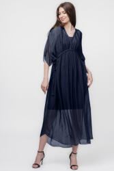 SHOPIKA Rochie Goddess din matase si vascoza cu snur impletit pe decolteu si talie, bleumarin Talie unica