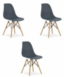  Scaun Bucatarie Si Dining OSAKA Polipropilena Gri Inchis/ Picioare Natur x 3 Buc