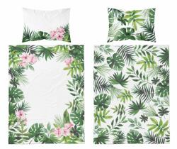 Detexpol Bambusz ágynemű virágok - zöld és fehér