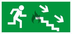 CZ Fotolumineszcens matrica Menekülési lépcső jobbra lefelé 210 x 100 mm