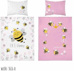 Detexpol Kétoldalas pamut ágynemű méhecske - fehér rózsaszín