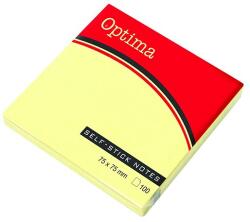 Optima Öntapadós jegyzettömb OPTIMA 75x75mm sárga 100 lap (22910)