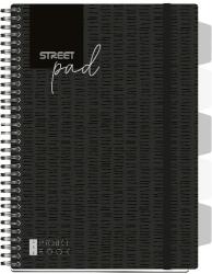 STREET Spirálfüzet STREET Pad keményfedeles regiszteres A/4 vonalas 100 lapos fekete (67128) - irodaszerwebaruhaz