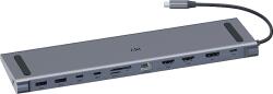 ISY IDO-1100 USB Type-C multiport adapter, 2xHDMI, DP, 2xUSB-C, 2xUSB-A, RJ-45, Jack, microSD (2V222438) (IDO-1100)