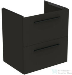 Ideal Standard I. LIFE A 60x44 cm-es 2 fiókos fali szekrény mosdó és fogantyú nélkül, Carbon grey matt T5255NV (T5255NV)