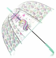  Átlátszó unikornis mintájú hosszúnyelű félautomata esernyő gyerme (MNLTH-28647)