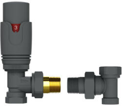  Termosztatikus radiátor sarokszelep készlet - 1/2" - szürke (TRCD10A-G)