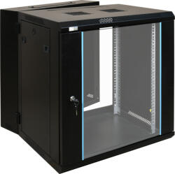 Pulsar RWD1266 19" 12U 600x600 fali rack szekrény, kiforgatható, készre szerelt, fekete (RWD1266)