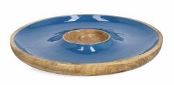 Bizzotto Set 4 platouri email albastru lemn maro Knossos 39x4 cm (0550924) Tava