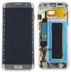 NBA001LCD004661 Samsung Galaxy S7 Edge ezüst OLED LCD kijelző érintővel kerettel előlap (NBA001LCD004661)