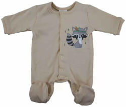  Vékony pamut hosszú ujjú elöl patentos rugdalózó Mosómedve mintával (44)