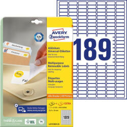 Avery Zweckform Etikett címke speciális etikett L4731REV-25 visszaszedhető 25, 4x10mm fehér