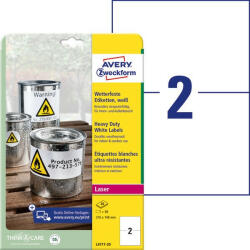 Avery Zweckform Etikett címke speciális időjárásálló poliészter 210x148mm 20ív Avery fehér