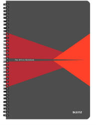 Leitz Spirálfüzet A/4 kockás Office PP borítóval piros