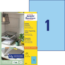 Avery Zweckform Etikett címke univerzális 210x297mm 100ív Avery kék