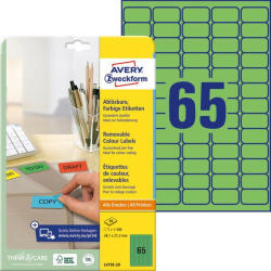 Avery Zweckform Etikett címke speciális L4791-20 visszaszedhető 38, 1x21, 2mm 20ív Avery zöld