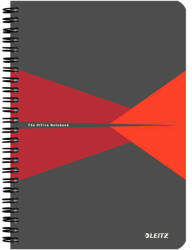 Leitz Spirálfüzet A/5 kockás Office PP borítóval piros