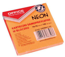 Office Products Öntapadós jegyzettömb 76X76, 100lap neon neonnarancs