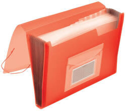 Q-CONNECT Irattartó harmonika PP Q-CONNECT 13 rekeszes áttetsző piros