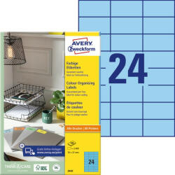 Avery Zweckform Etikett címke speciális 70 x 37 mm 3449 Avery kék
