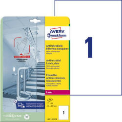 Avery Zweckform Etikett fóliacímke antimikrobiális visszaszedhető 210x297mm Avery 10ív átlátszó