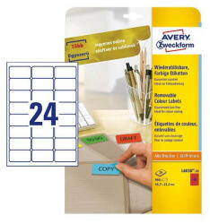 Avery Zweckform Etikett címke speciális L6032-20 visszaszedhető 63, 5x33, 9mm 20ív Avery zöld