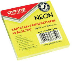 Office Products Öntapadós jegyzettömb 76X76, 100lap neon neonsárga