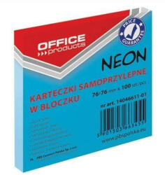 Office Products Öntapadós jegyzettömb 76X76, 100lap neon neonkék