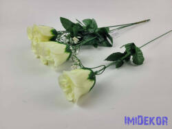  Bimbós rózsa szálas selyemvirág 50 cm - Krém