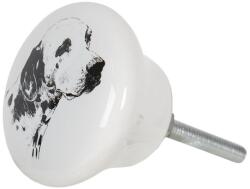 Clayre & Eef Buton mobila din fier si ceramica alba neagra Ø 4 x 2 cm (64708deco)