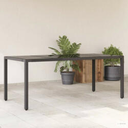 vidaXL Fekete polyrattan üveglapos kerti asztal 190 x 90 x 75 cm (365592) - aktuell