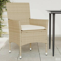 vidaXL 2 db bézs polyrattan kerti szék párnával (368113) - aktuell