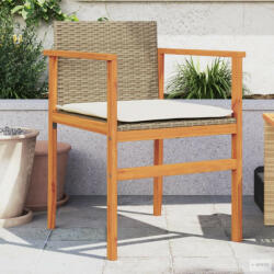 vidaXL 2 db bézs polyrattan és tömör fa kerti szék párnával (368713) - aktuell