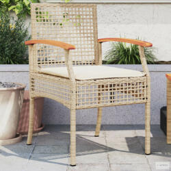 vidaXL 2 db bézs polyrattan és akácfa kerti szék párnákkal (366249) - aktuell