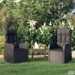 vidaXL 2 db fekete polyrattan dönthető kerti szék párnával (319545) - aktuell