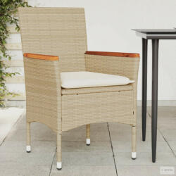 vidaXL 2 db bézs polyrattan kerti szék párnával (368121) - aktuell