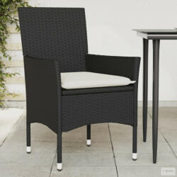 vidaXL 2 db fekete polyrattan kerti szék párnával (368108) - aktuell