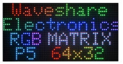 Waveshare RGB színes LED-mátrix panel, 5 mm-es osztás, 64x32 pixel, állítható fényerő (25848)