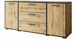  Komód Sarasota 174 (Fekete + Wotan tölgy)