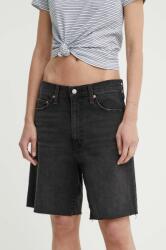 Levi's farmer rövidnadrág BERMUDA SHORT női, fekete, sima, magas derekú, A8720 - fekete 26