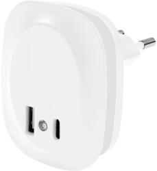 OSRAM Lunetta Edge USB A&C beltéri aljzatos éjszakai lámpa USB csatlakozóval fehér színben, 9 lm, 12, 5W teljesítmény, 30000h élettartammal, IP20, 2 év garanciával, 3000K, 220-240V ( 4099854088513 ) (409985