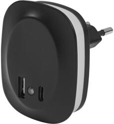 OSRAM Lunetta Edge USB beltéri aljzatos éjszakai lámpa USB csatlakozóval fekete színben, 9 lm, 12, 5W teljesítmény, 30000h élettartammal, IP20, 2 év garanciával, 3000K, 220-240V ( 4099854088551 ) (409985408