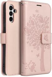 Samsung A13 5G Telefontok - MEZZO fa mintás rose gold mágneses szilikon keretes könyvtok - graffistore