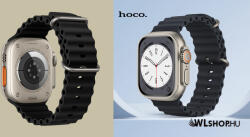 hoco Apple Watch-hoz 38/40/41mm, Hoco, Original hullámos, dupla csatos, szilikon szíj, WA12 - Fekete (WA1238-01)