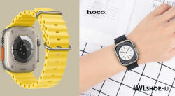 hoco Apple Watch-hoz 38/40/41mm, Hoco, Original hullámos, dupla csatos, szilikon szíj, WA12 - Sárga (WA1238-08)