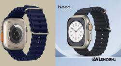 hoco Apple Watch-hoz 42/44/45/49mm, Hoco, Original hullámos, dupla csatos, szilikon szíj, WA12 - Esti kék (WA1242-403)